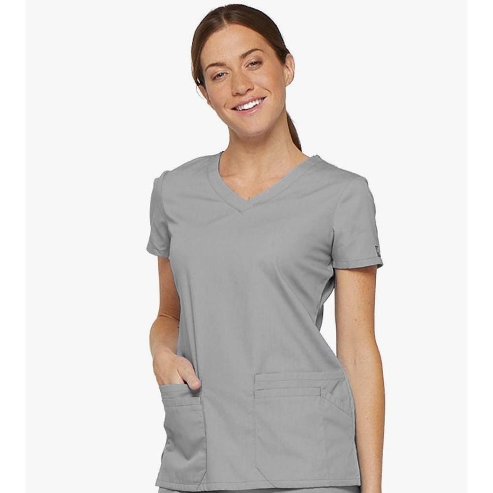 Dickies EDS Signature Women Scrubs Top V-Neck 85906 Gray Size Medium